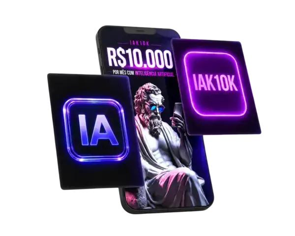 Mockup do celular com os cartões IA e IAK10K