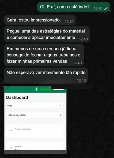 Print de conversa e dashboard de vendas do Paulo Magner